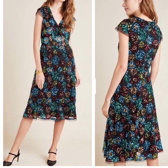Anthropologie Eva Franco Sequined Midi Dress Size 8 NWT - Picture 2 of 15